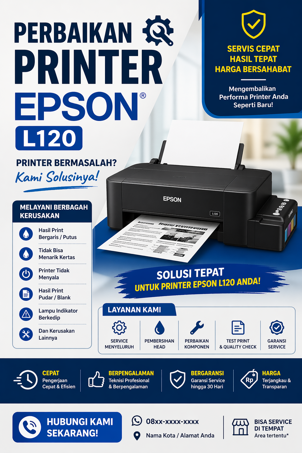 Perbaikan Printer Epson L120 + Ganti Roller